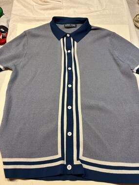 PJ Paul Jones Men's Short Sleeve Button Front Knit Polo Shirt